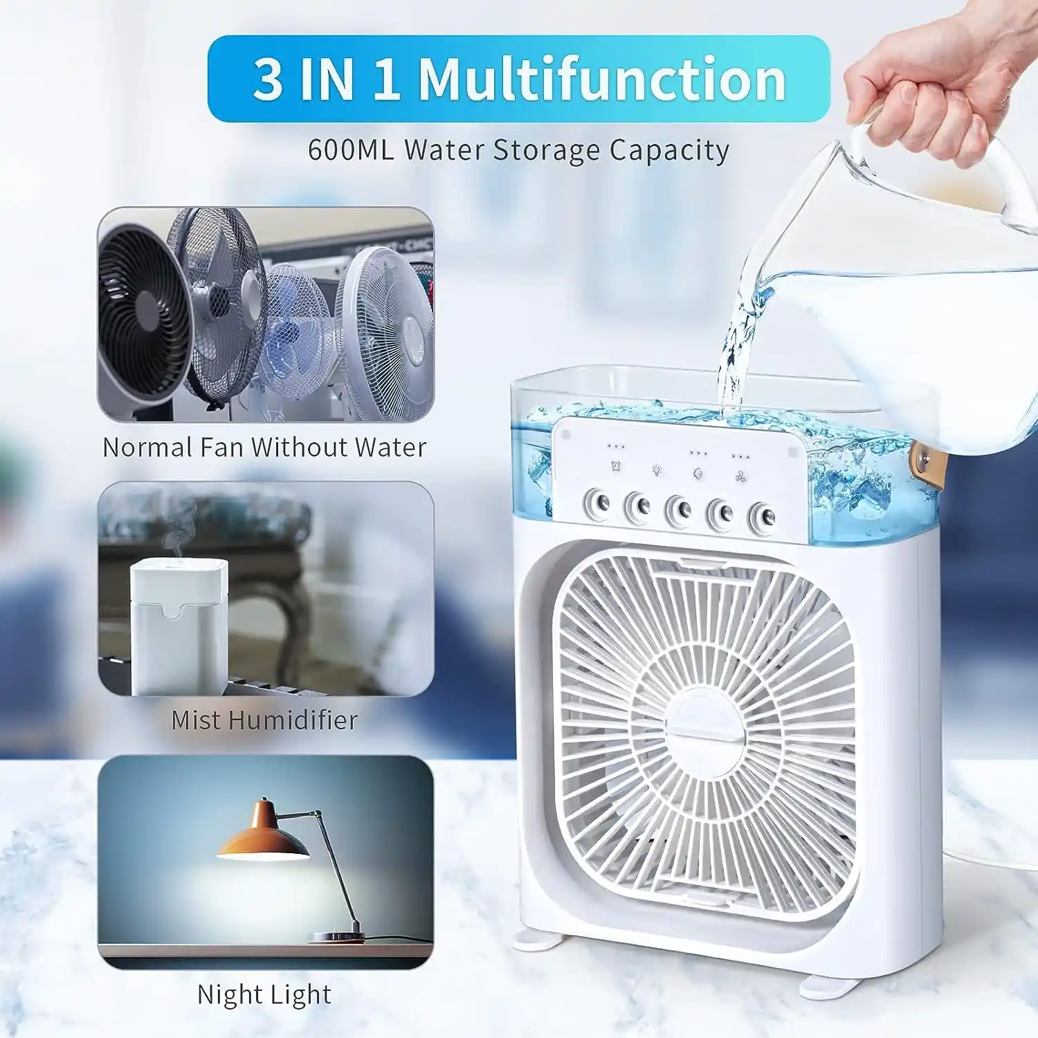 Mini air Cooler fan Get Free 20000 mah Battery power bank