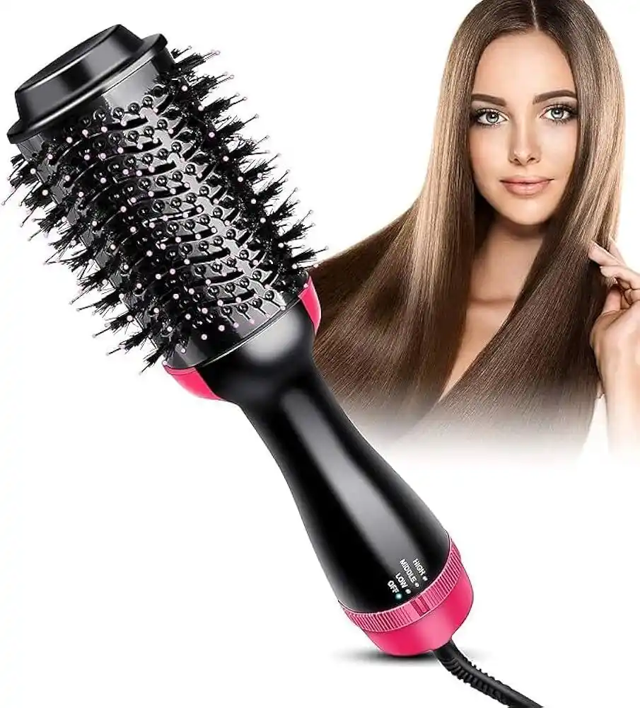 4 in 1 Hair Dryer & Styler, Hair Dryer Hot Air Brush Styler & Volumizer One Step Hair Straightener Curler Electric Blow Dryer Brush Wet And Dry Used