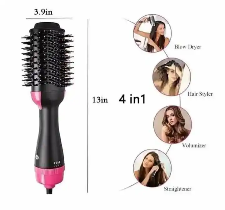 4 in 1 Hair Dryer & Styler, Hair Dryer Hot Air Brush Styler & Volumizer One Step Hair Straightener Curler Electric Blow Dryer Brush Wet And Dry Used
