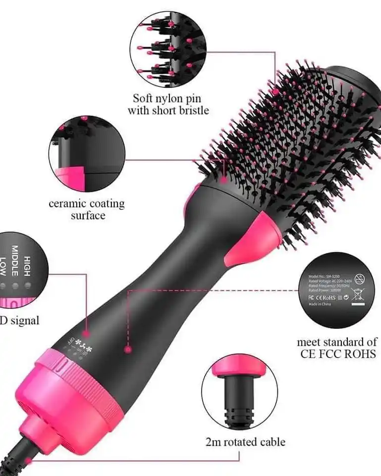 4 in 1 Hair Dryer & Styler, Hair Dryer Hot Air Brush Styler & Volumizer One Step Hair Straightener Curler Electric Blow Dryer Brush Wet And Dry Used